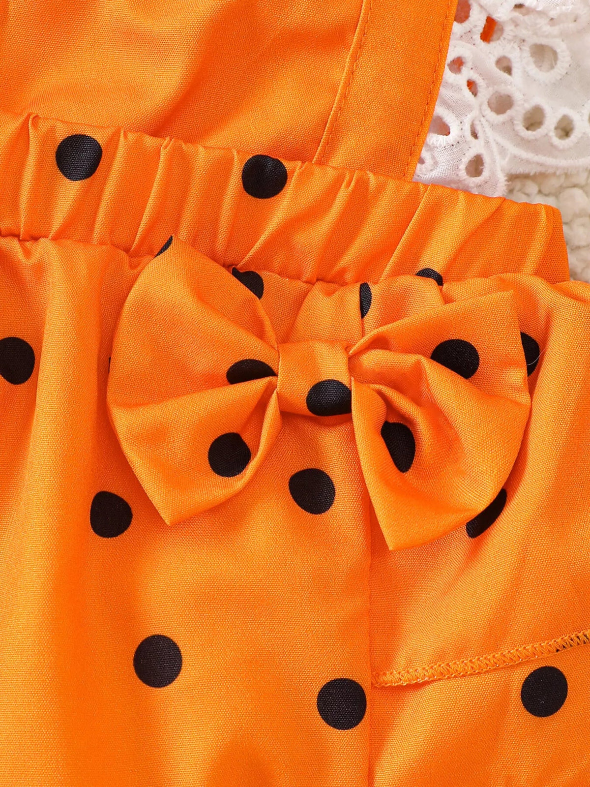 Children's Halloween Pumpkin Polka Dot Bodysuit and Headband Set