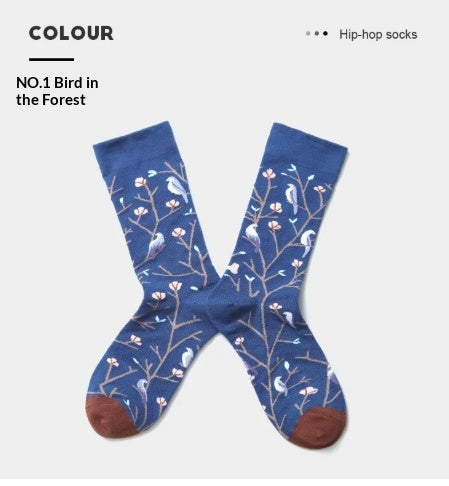 French Creative Socks Illustration Art Socks For Men And Women Couples