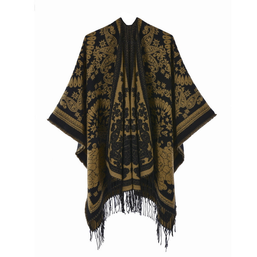 Tasseled Thickened Warm Faux-cashmere Shawl