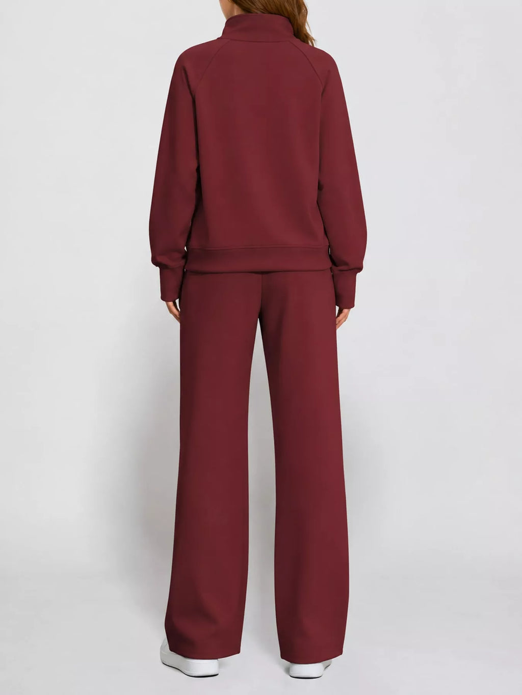 Half-Zip Sweatshirt and Wide-Leg Pants Set