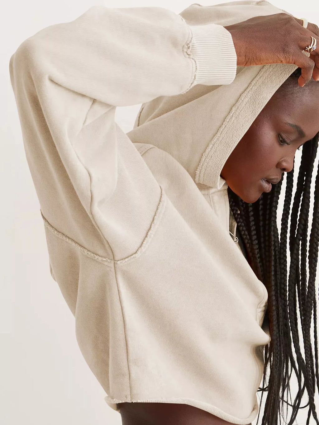 Dropped Shoulder Cropped Hoodie