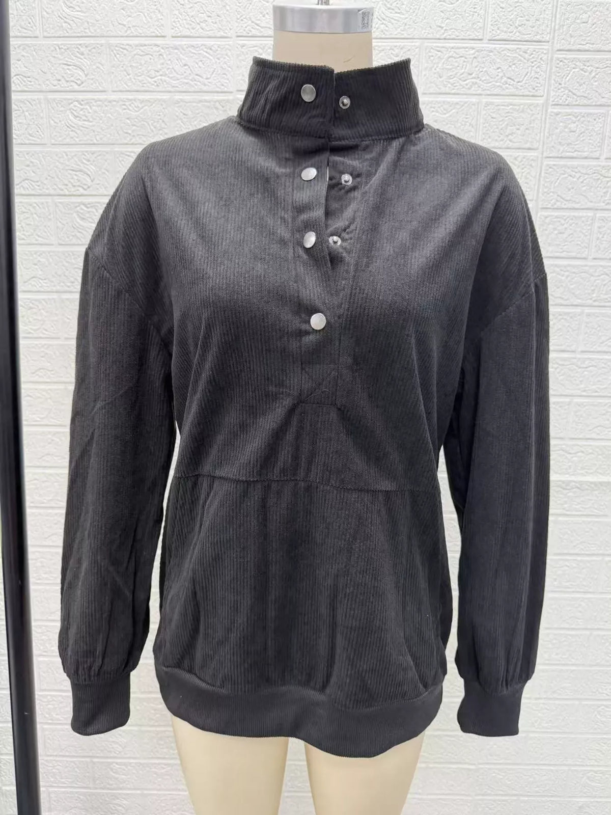 Full Size Quarter-Snap Sweatshirt with Kangaroo Pocket Plus Size