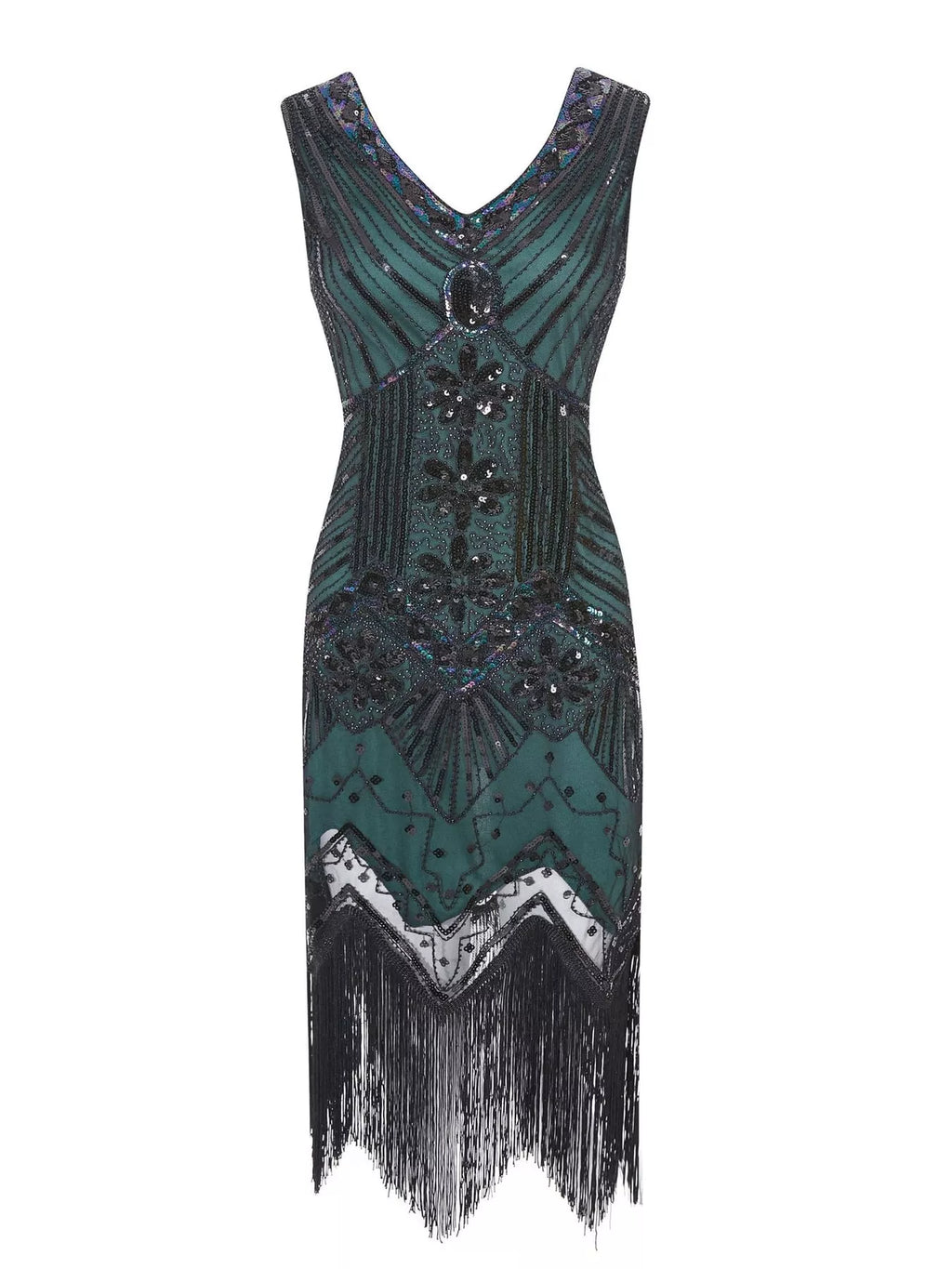 Full Size Sequin Fringe Hem Sleeveless Dress Plus Size