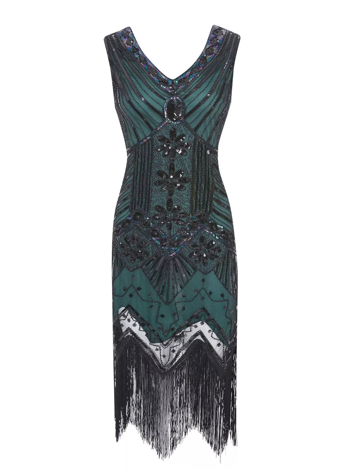 Full Size Sequin Fringe Hem Sleeveless Dress Plus Size