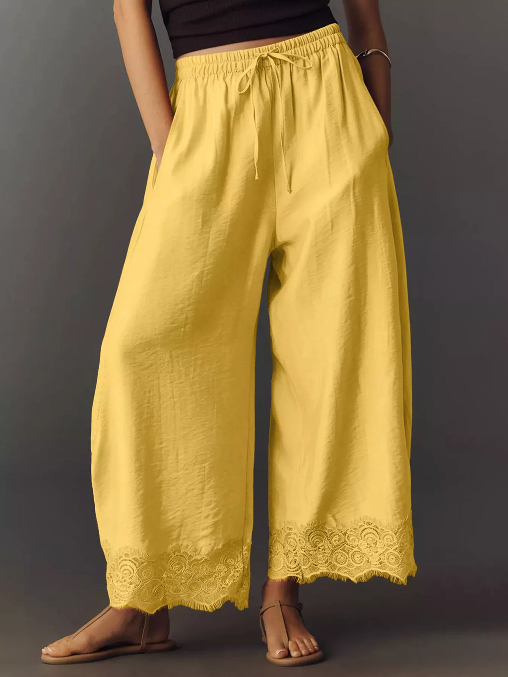 Drawstring Wide Leg Pants