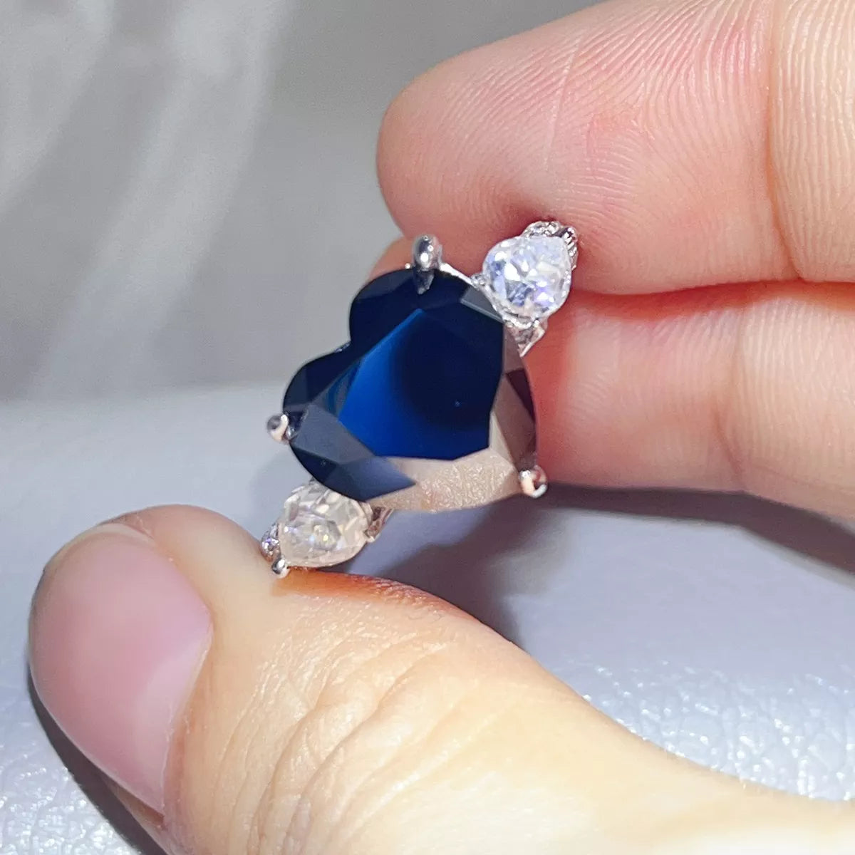 6 Carat 925 Sterling Silver Moissanite Heart Ring