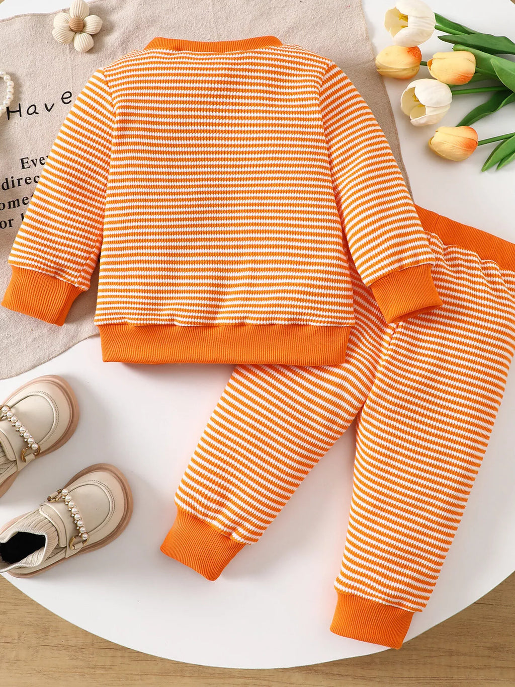 Children's Halloween Striped Ghost Top and Pants Set