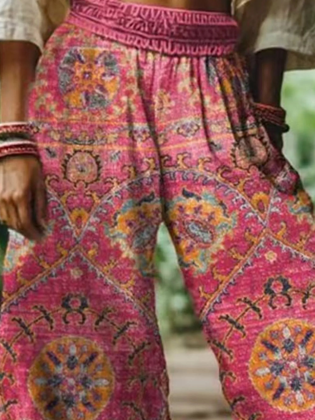 Full Size Floral Wide-Leg Pants Plus Size