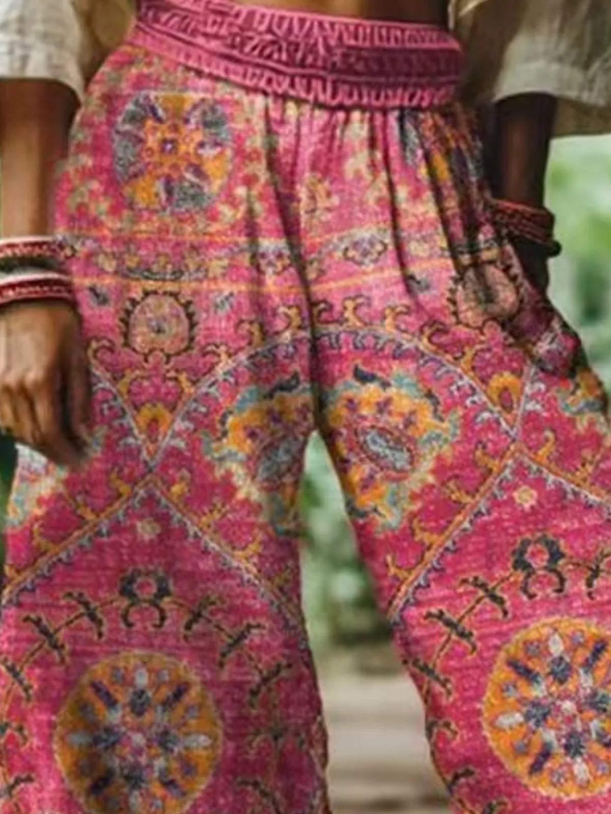 Full Size Floral Wide-Leg Pants Plus Size