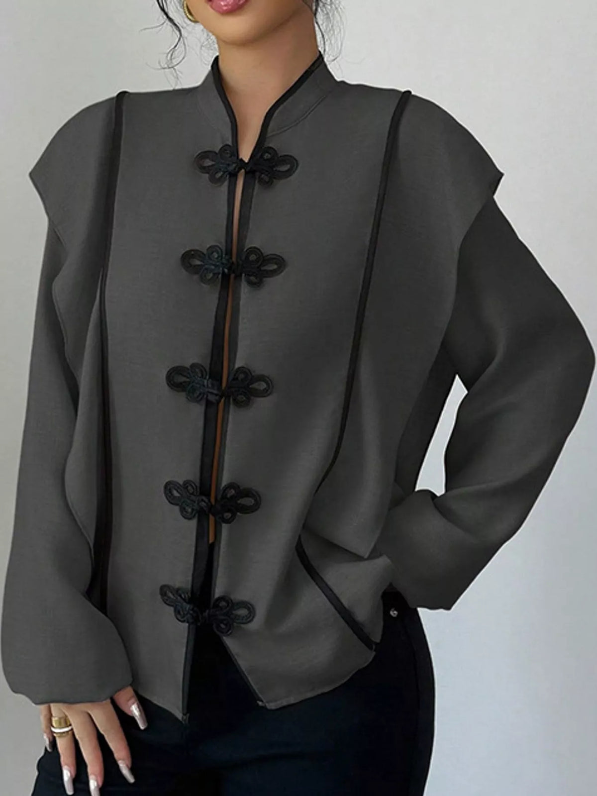 Chinese-Style Mandarin Collar Blouse