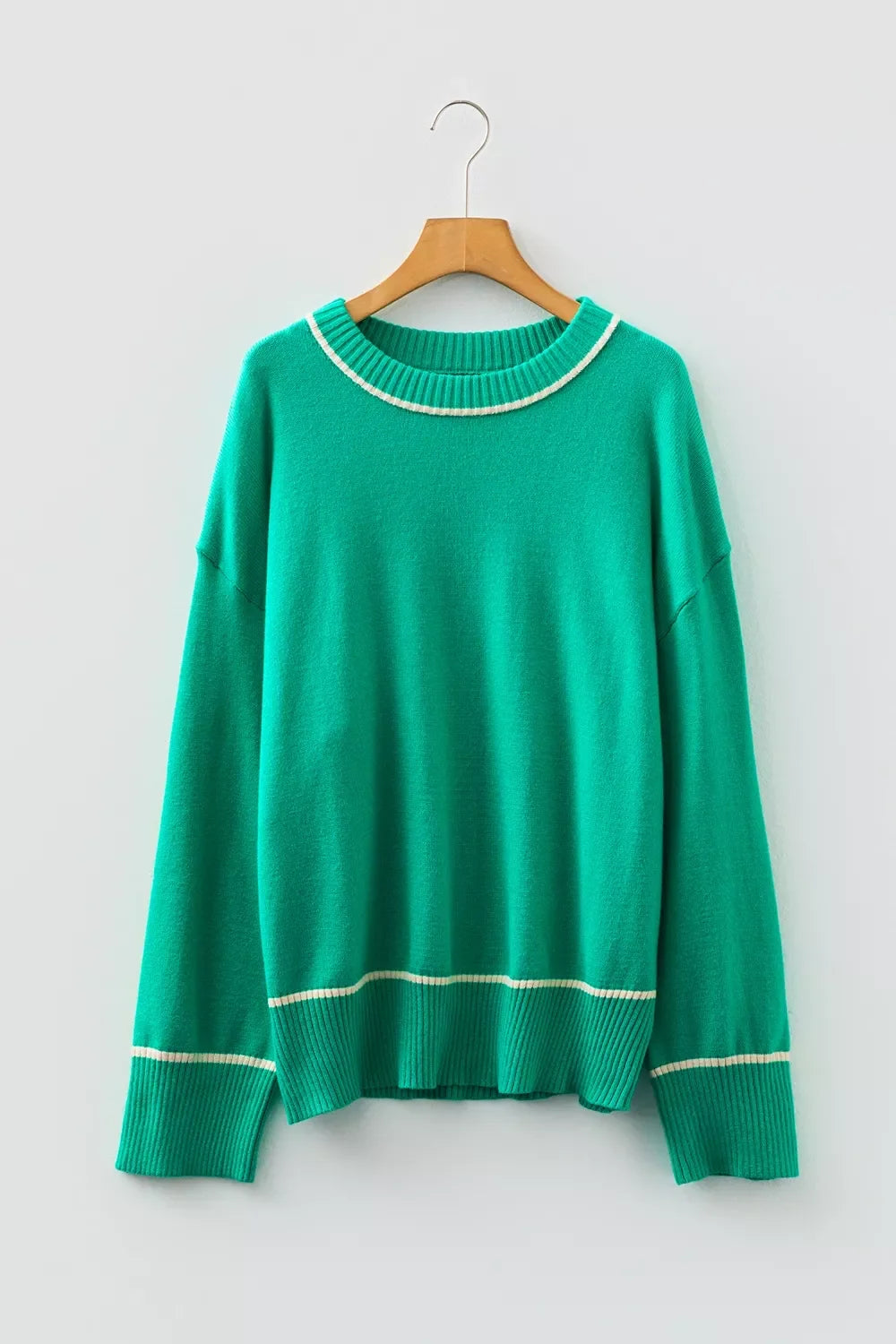 Contrast Detail Drop Shoulder Baggy Sweater