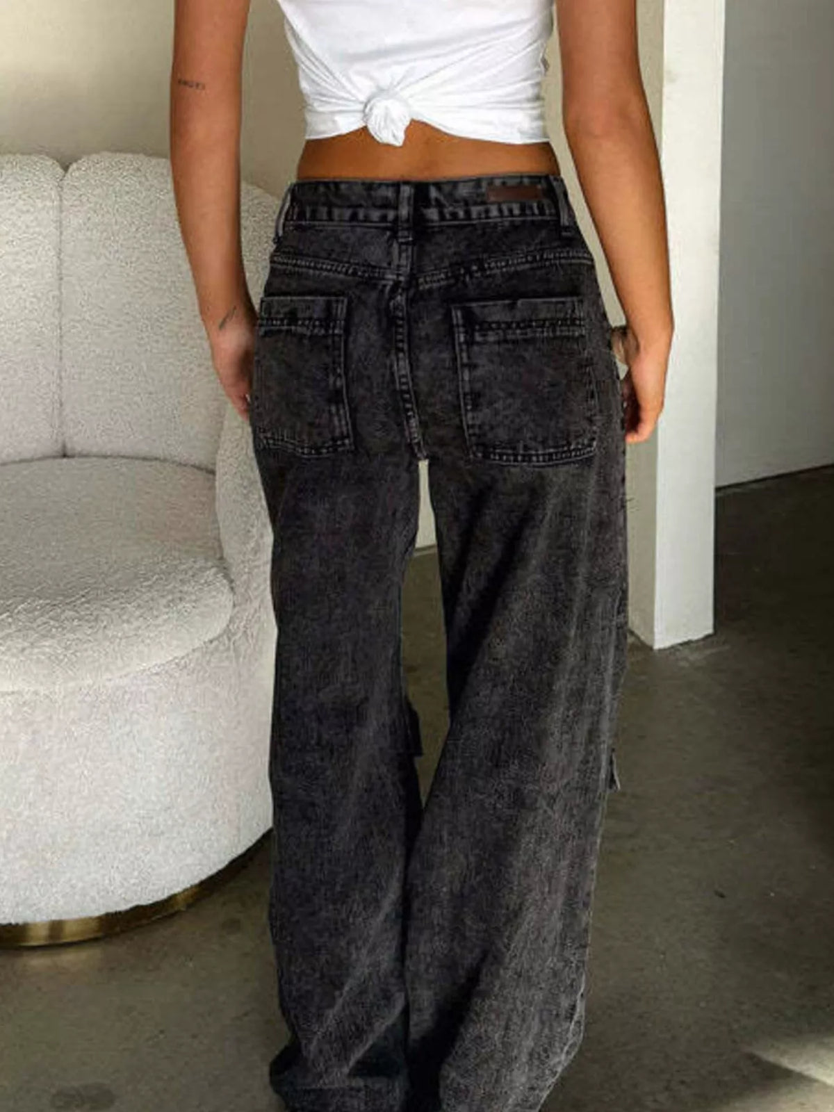 High-Waisted Wide-Leg Cargo Jeans