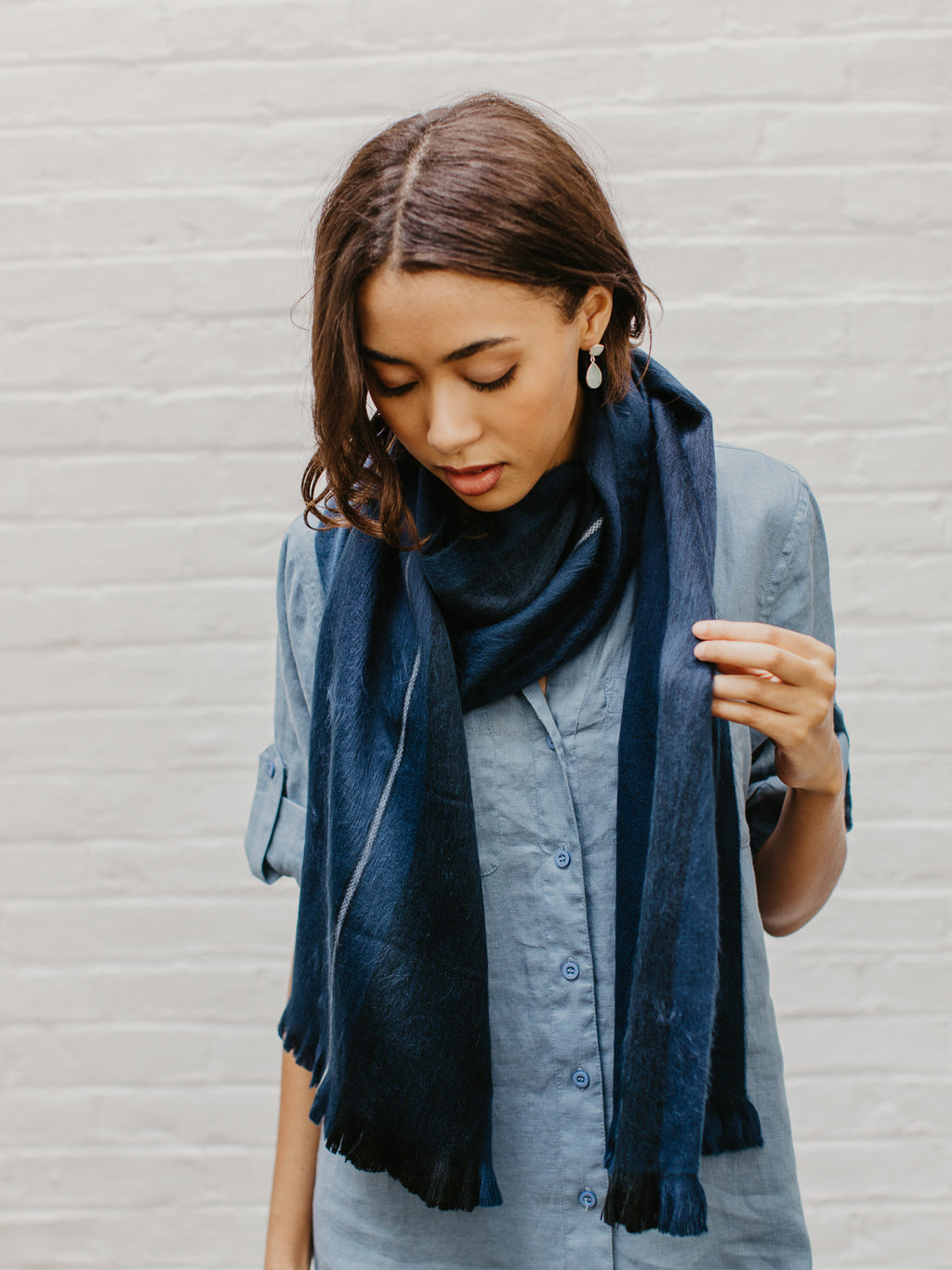 Brushed Alpaca Striped Scarf
