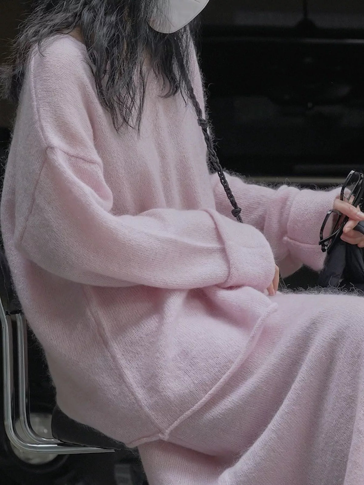 Round Neck Dropped Shoulder Sweater