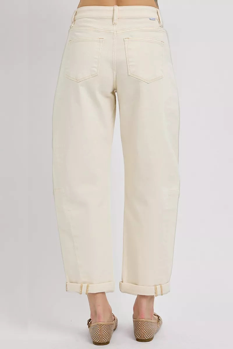 RISEN High Rise Relaxed Barrel Cuffed Jeans