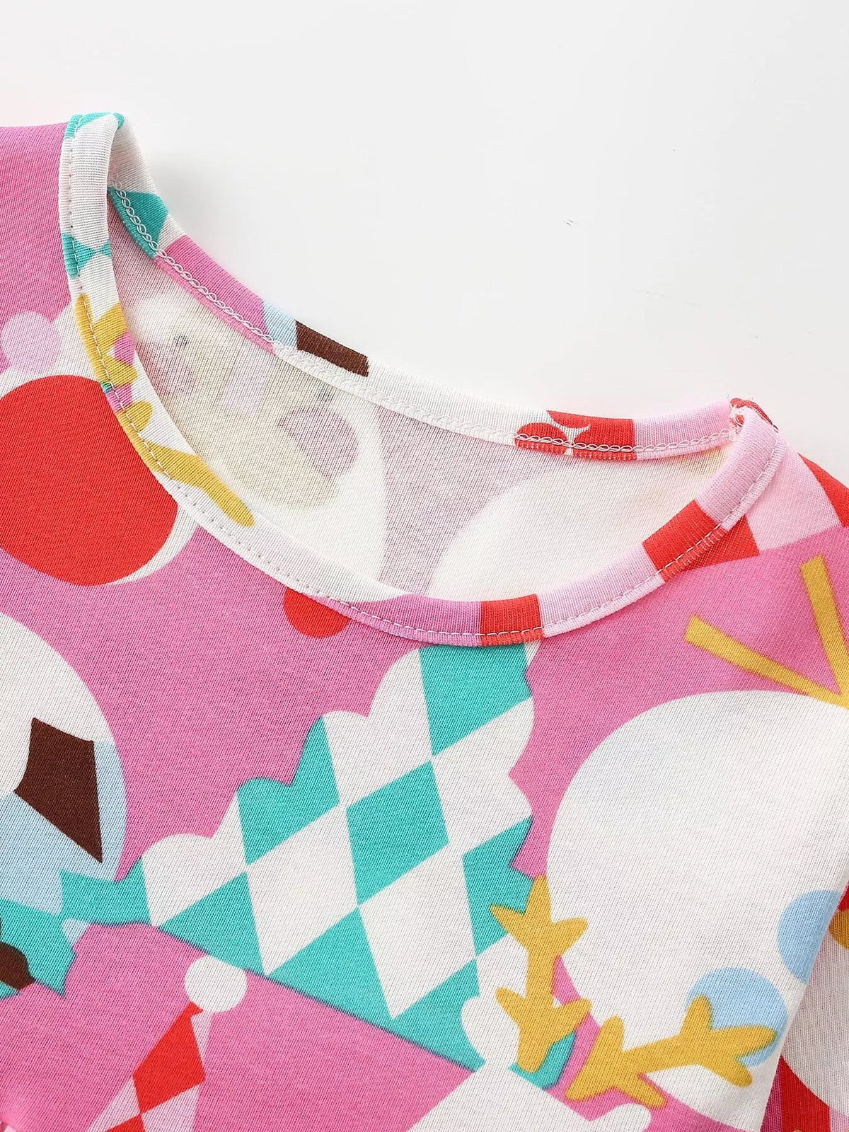 Children's Christmas Print Long-Sleeve A-Line Dress