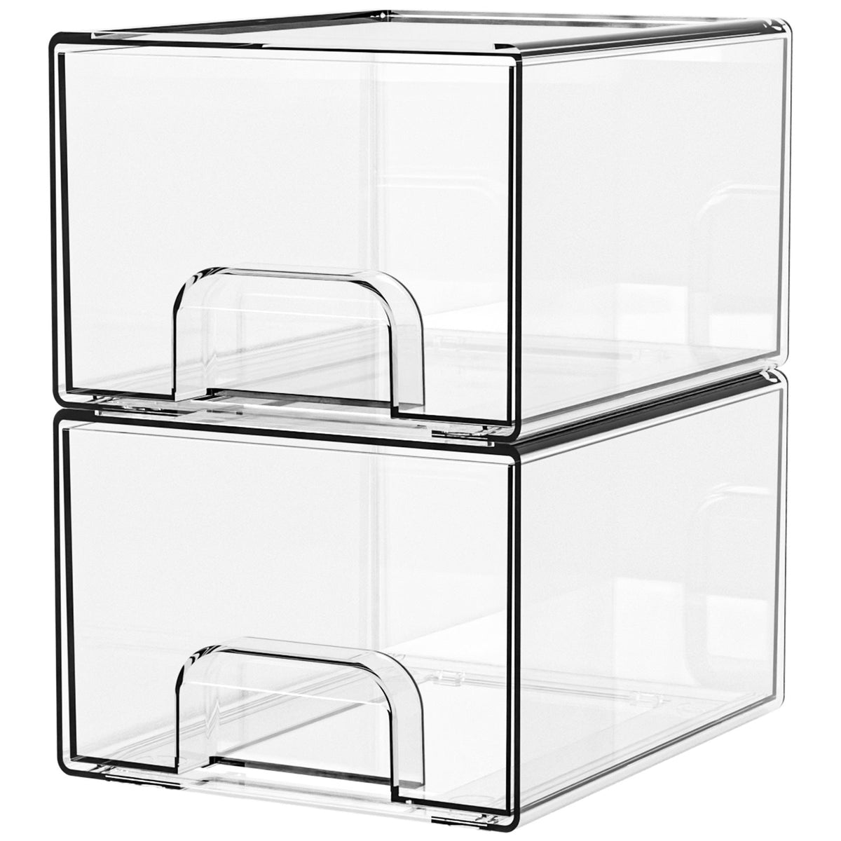 1 2 4 Pack Clear Stackable Storage Drawers, 11.2cm, 4.4in  Tall Acrylic Bathroom Makeup Organizer,Plastic Storage Bins For Vanity, Undersink, Kitchen Cabinets, Pantry, Home Organization