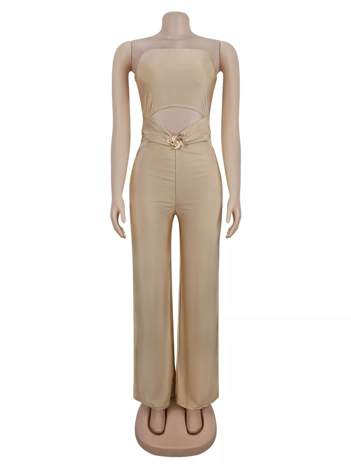 Strapless Cut-out Wide-Leg Jumpsuit