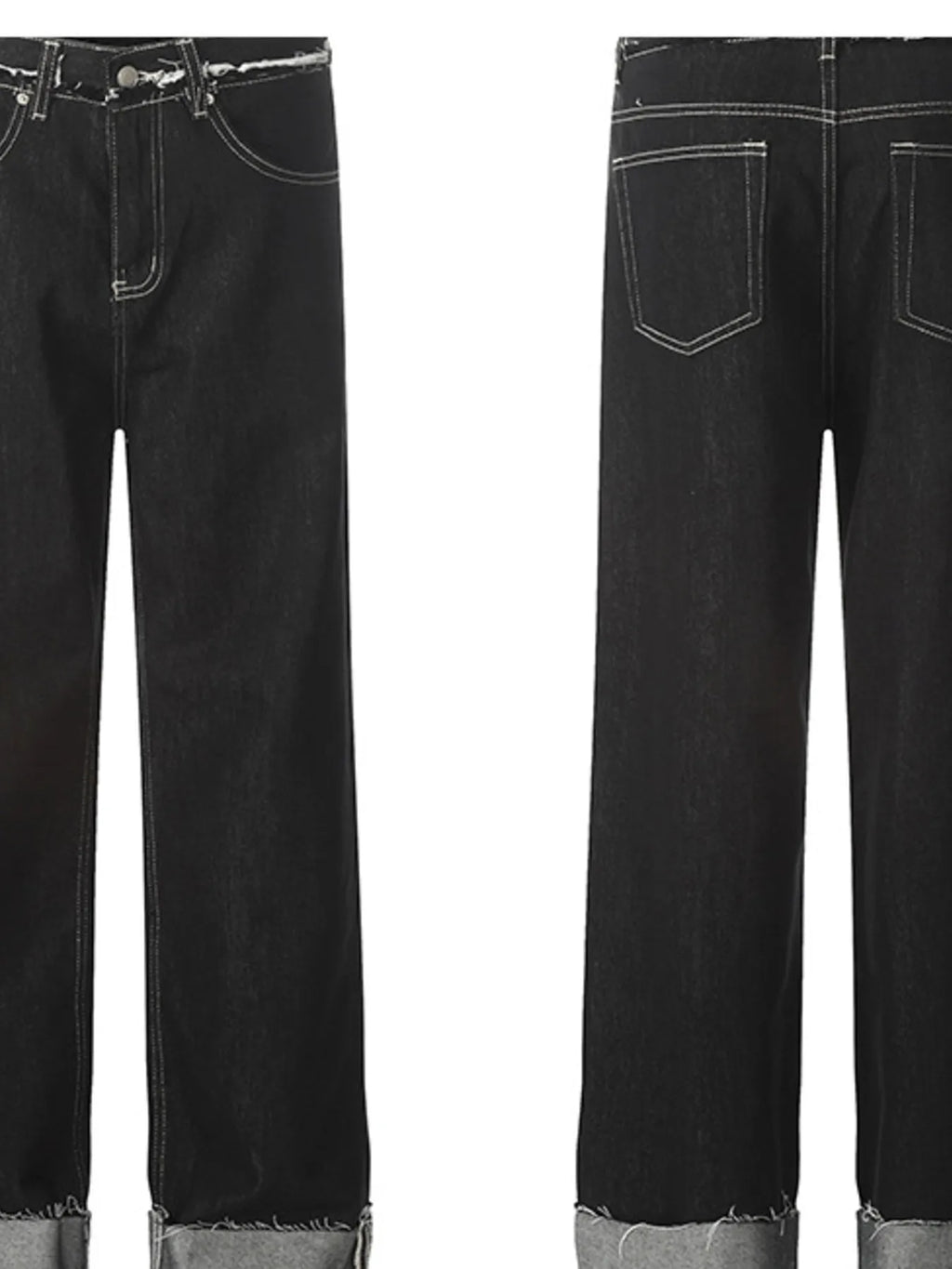 Men's Washed Frayed Hem Cuff Jeans