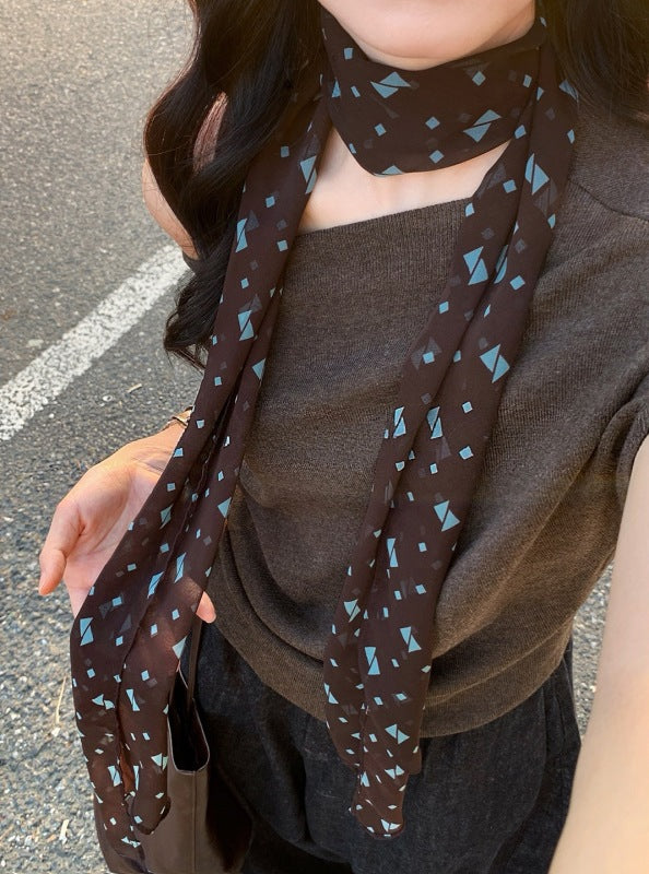 Spring Lightweight High-end Narrow Long Silk Scarf