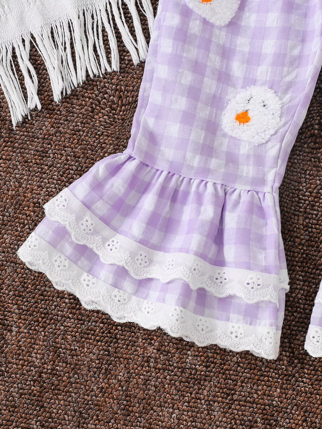 Children's Little Pumpkin Gingham Ruffle Hem Jumpsuit