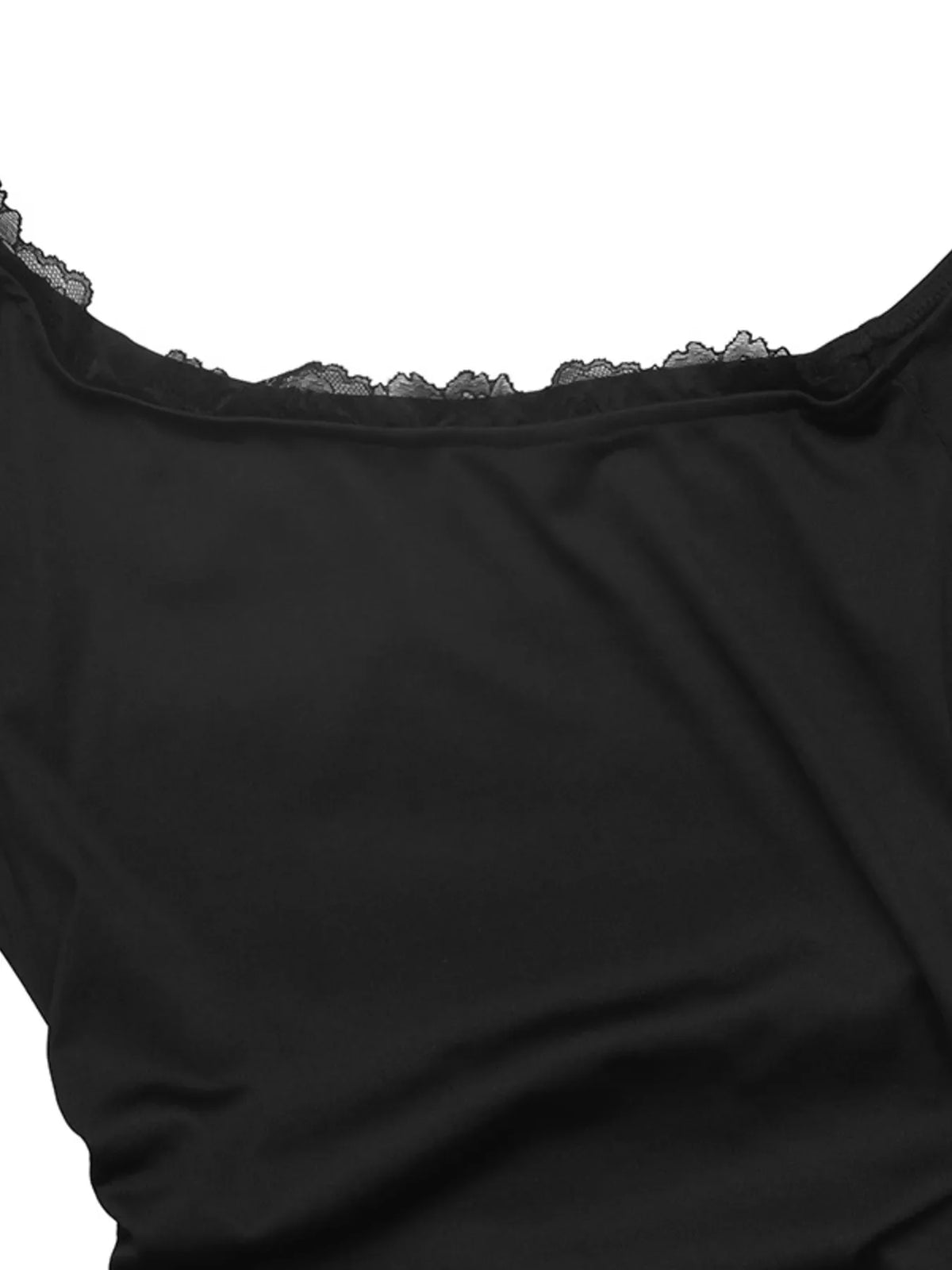 One-Shoulder Lace Trim Slim Fit T-Shirt