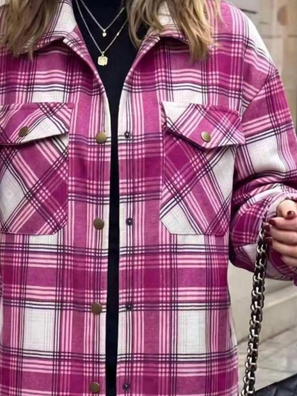 Plaid Snap Down Shacket