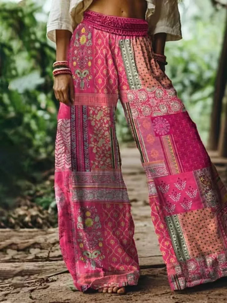 Full Size Floral Wide-Leg Pants Plus Size