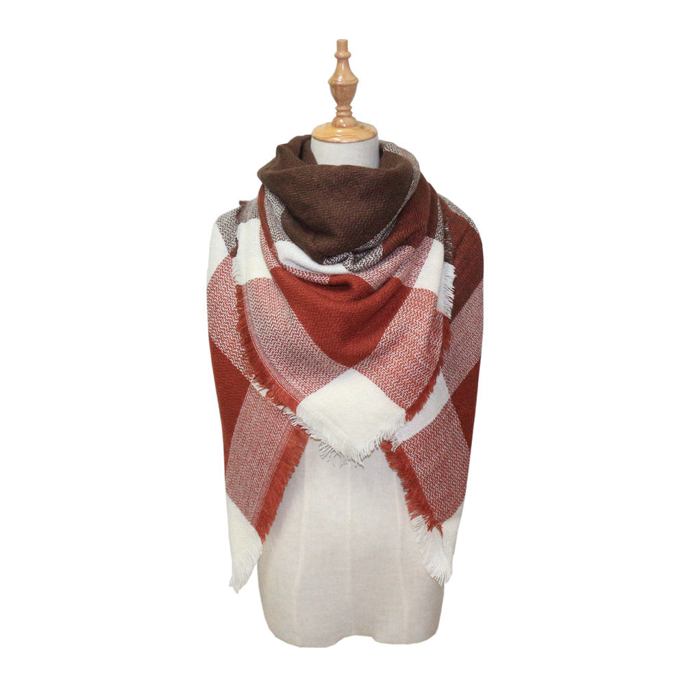 Plaid-print Versatile Neck Scarf Shawl
