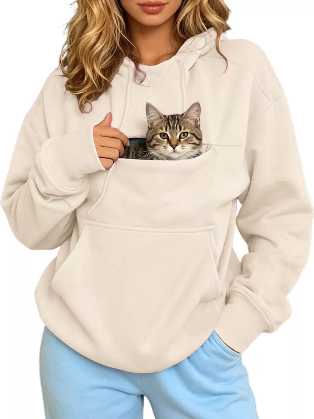 Full Size Cat Pouch Drawstring Hoodie Plus Size