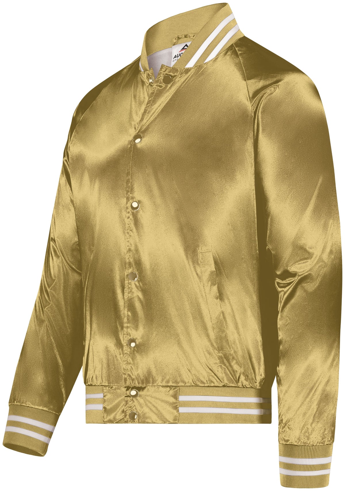 SATIN BASEBALL JACKET/STRIPED TRIM POLYESTER