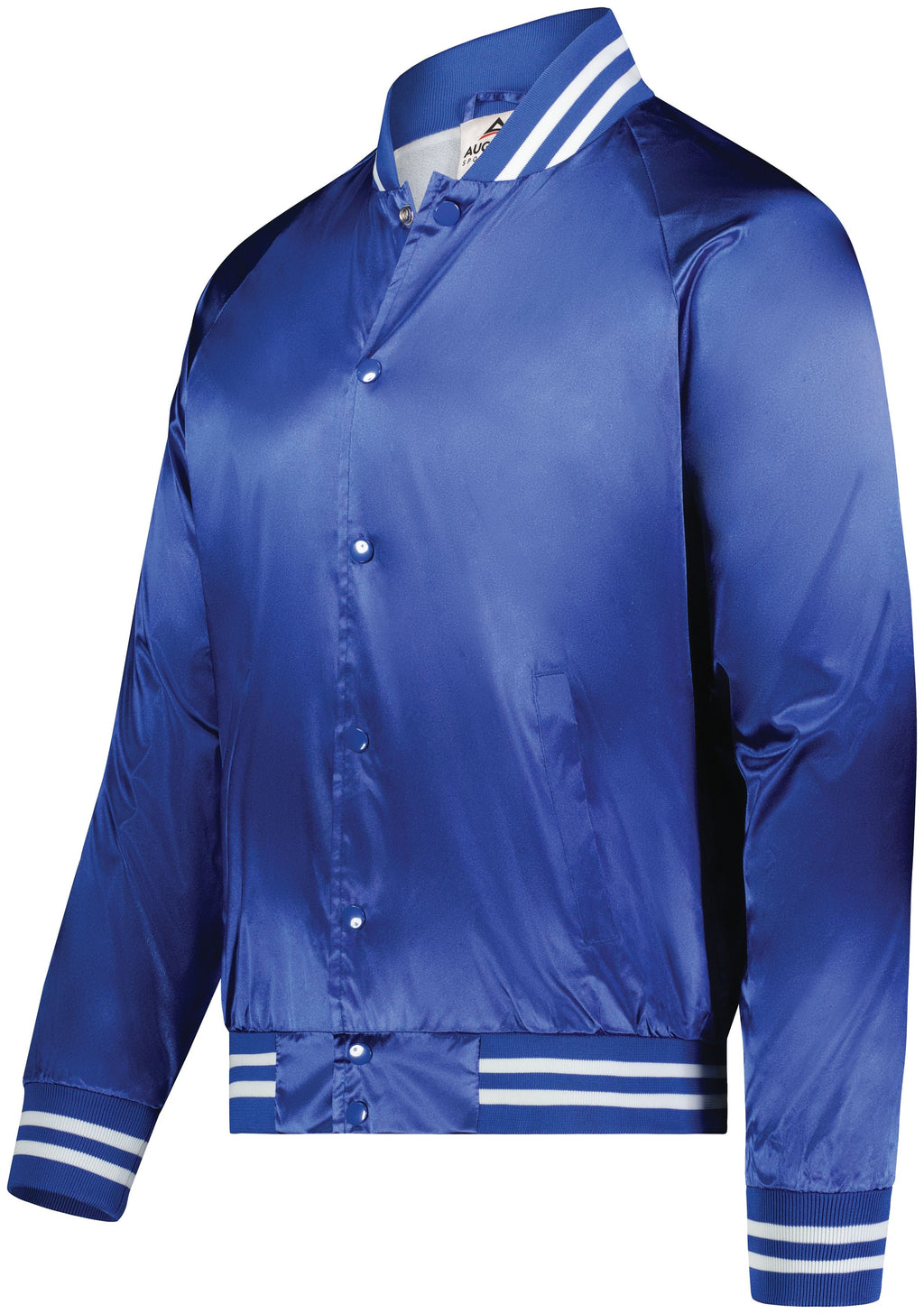 SATIN BASEBALL JACKET/STRIPED TRIM POLYESTER