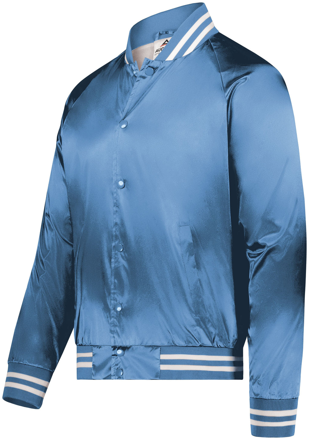 SATIN BASEBALL JACKET/STRIPED TRIM POLYESTER