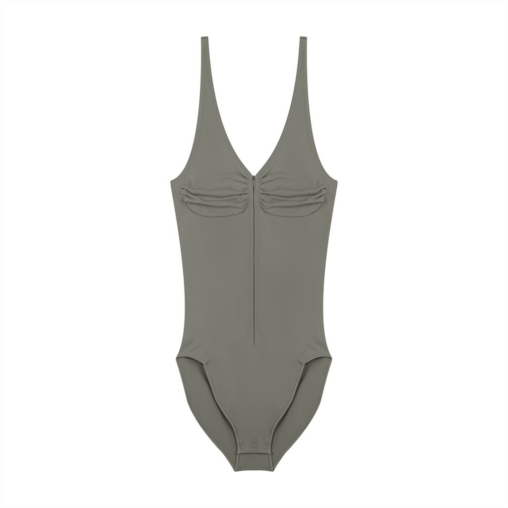 Loki & Ivy Women’s Full-Zip Ruched Bodysuit