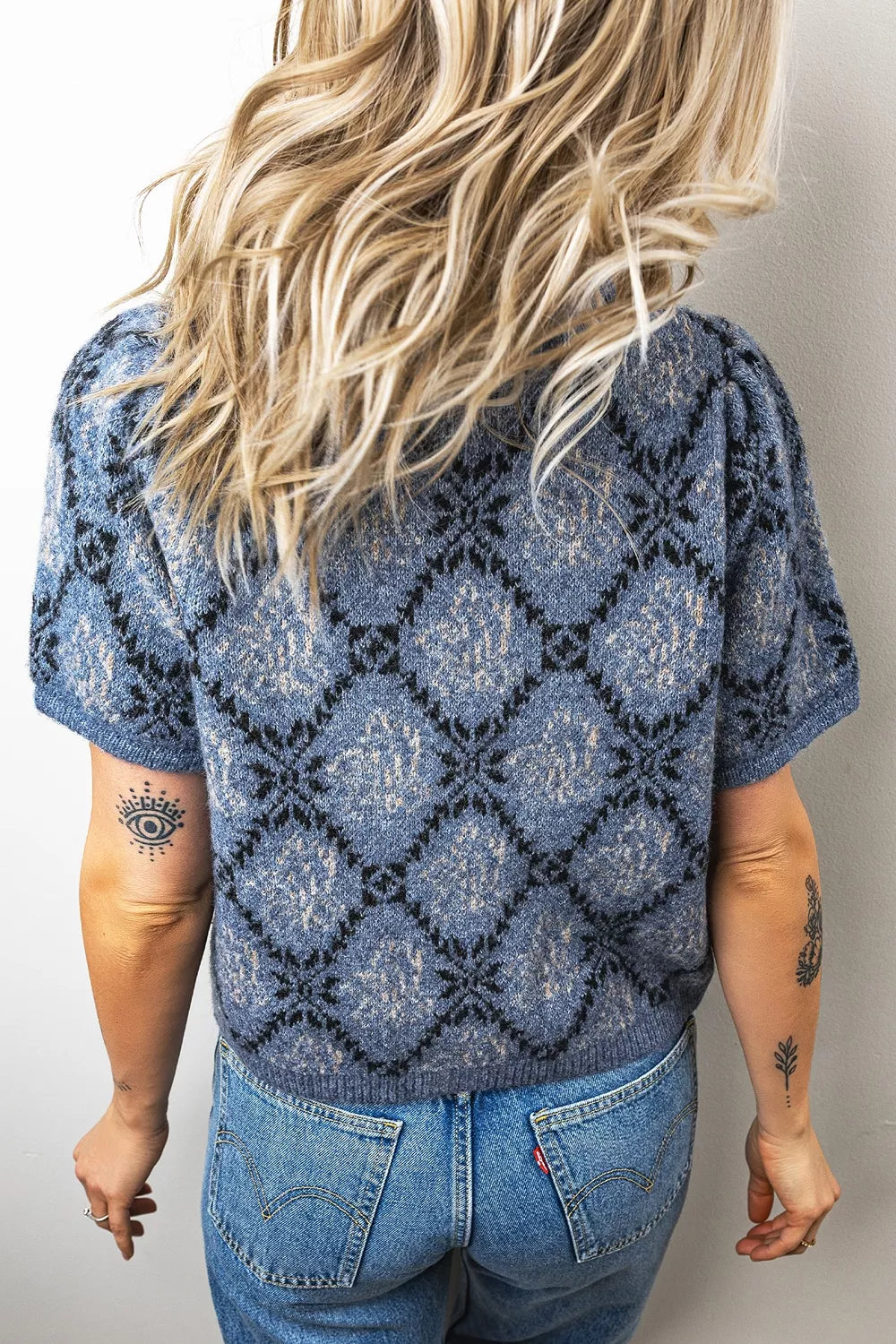 Short Sleeve Button Front Boho Knit Top Cardigan