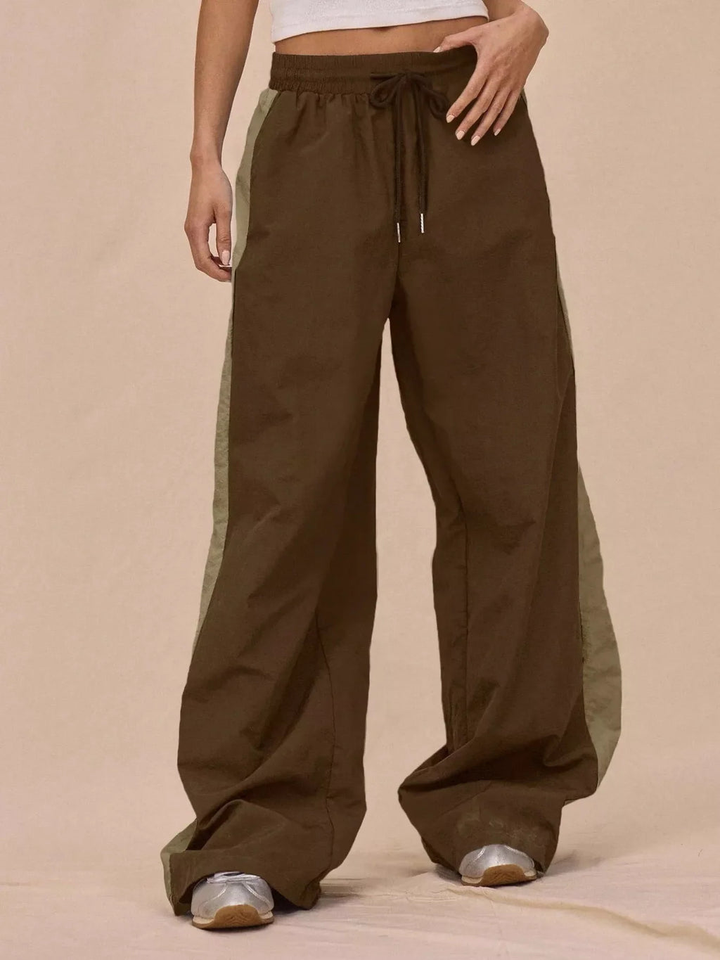 Color-Block Tracksuit and Wide-Leg Pants Set