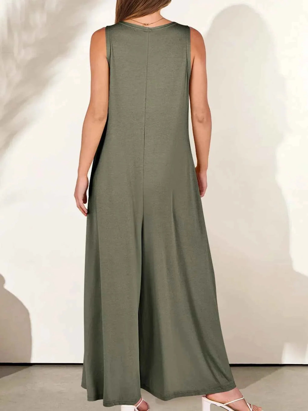 Sleeveless V-Neck Jumpsuit with Pockets