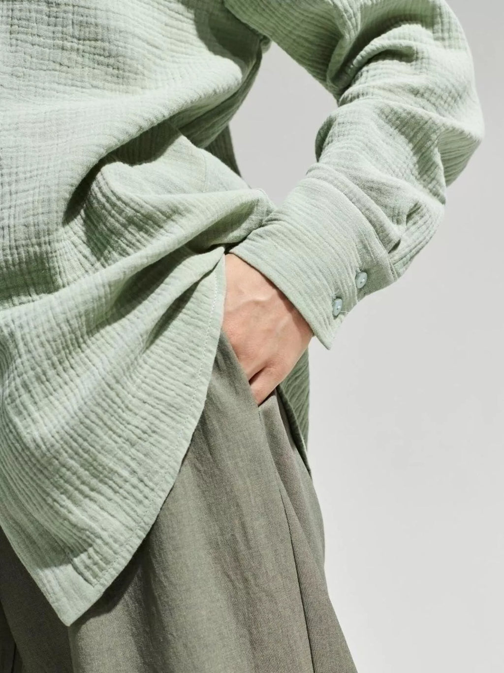 Textured Gauze Button-Down Shirt