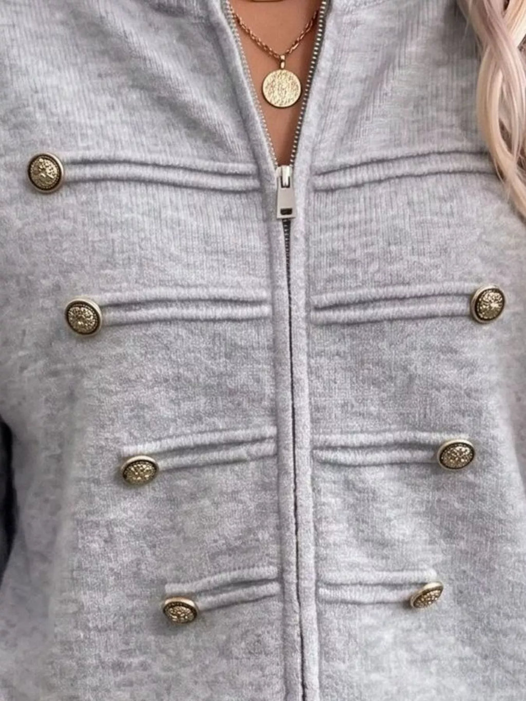 Zip-Up Long Sleeve Cardigan