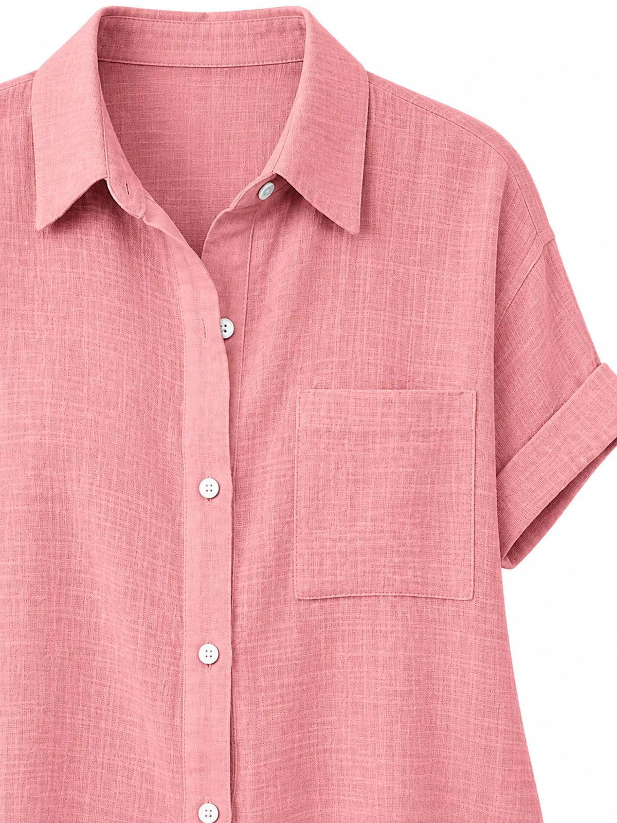 Full Size Button Up Short Sleeve Shirt Plus Size