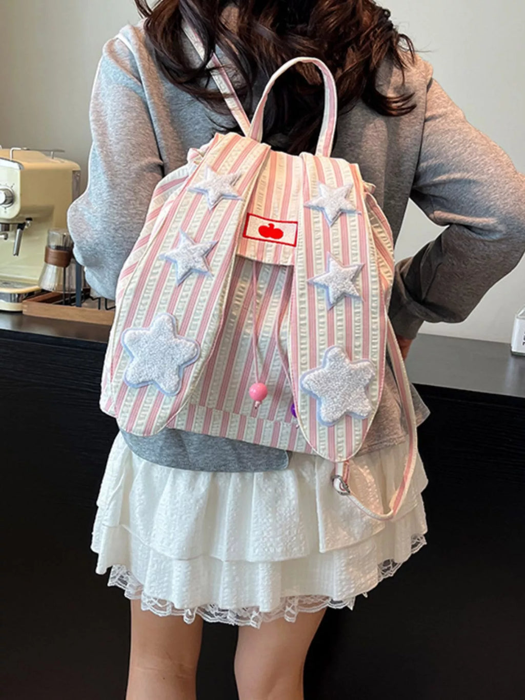 Striped Star Bunny Ear Backpack Bag