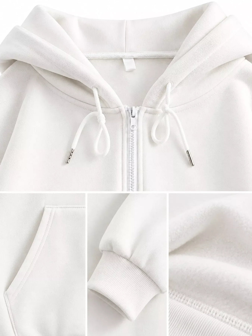 Full Size Oversized Solid Zip-Up Hoodie with Drawstring Plus Size