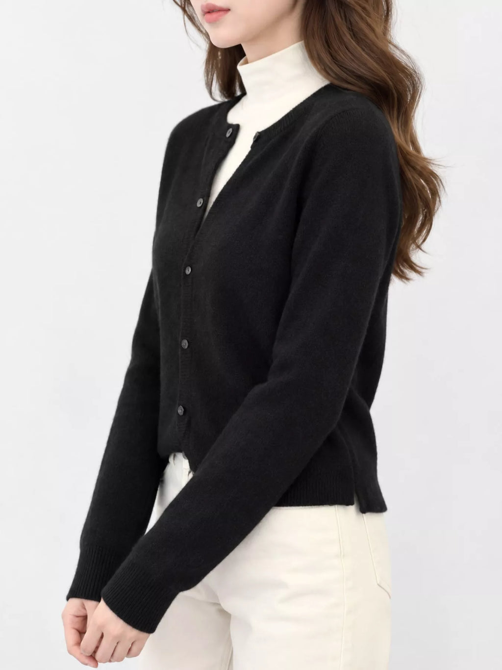 Crew Neck Button-Down Knit Cardigan