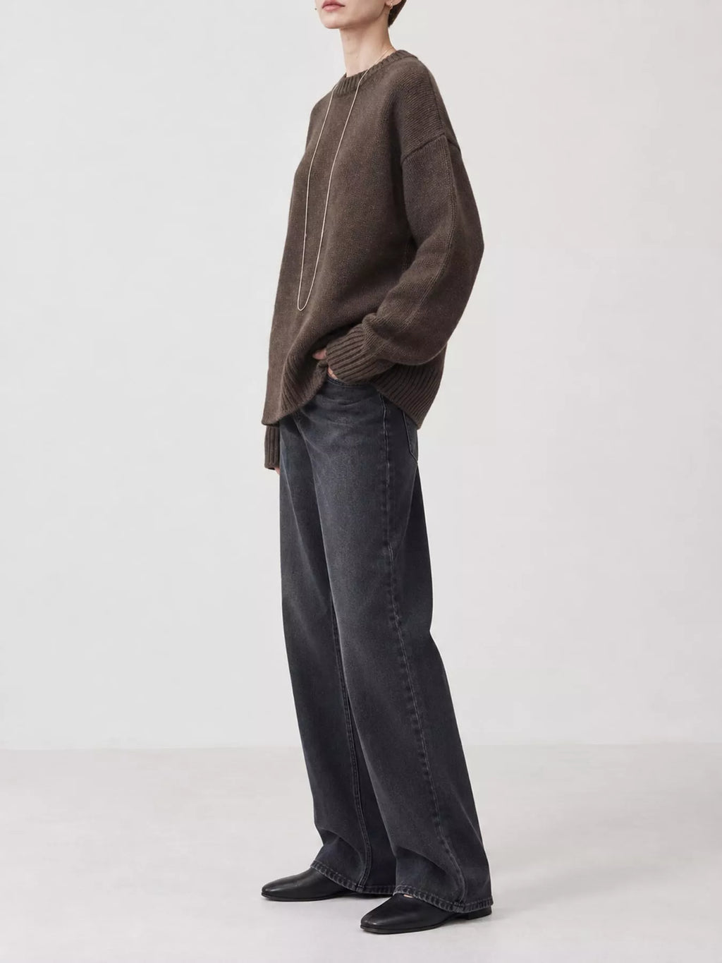 Round Neck Dropped Shoulder Sweater