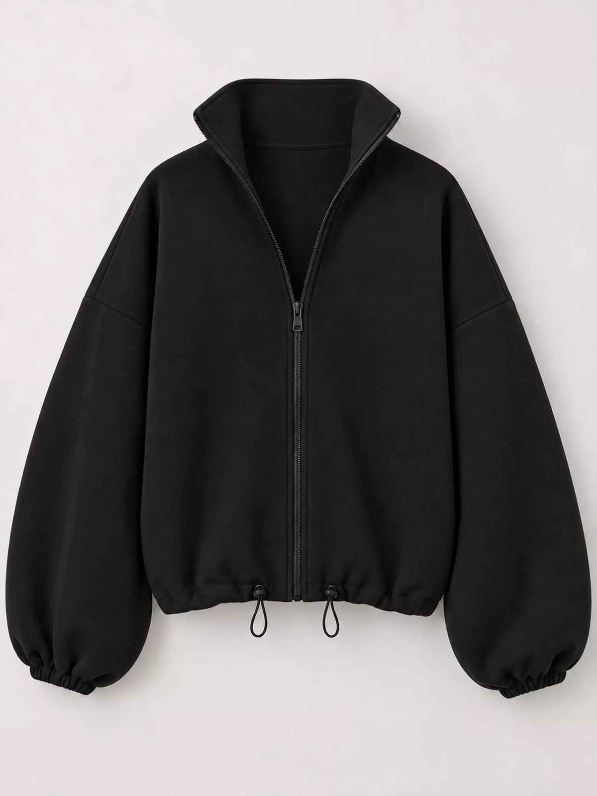 Drawstring Hem Zip Up Jacket