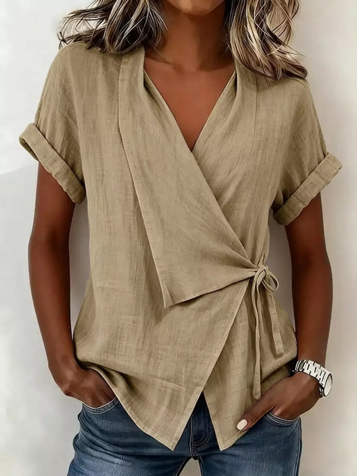 Tie-Side Detail Wrap Top