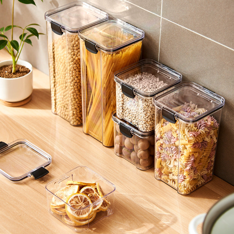 Food Grade Grains Sealed Plastic Cans Transparent Stackable Refrigerator Preservation Storage Box