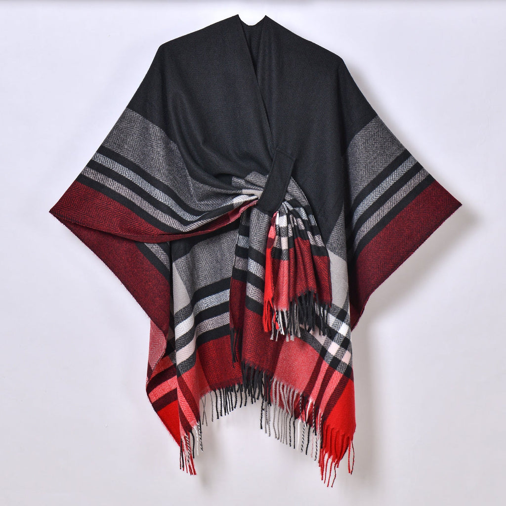 Adjustable Strap New European And American Classic Plaid Shawl