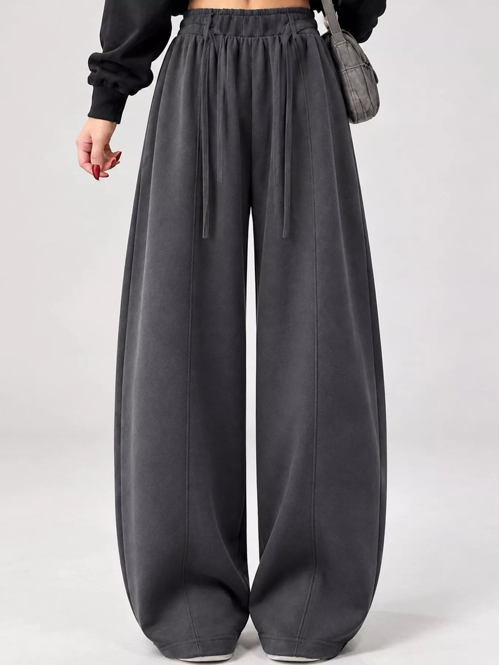 Drawstring Wide-Leg Casual Pants
