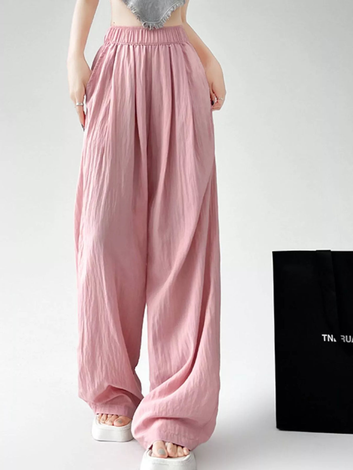 High-Waisted Loose Fit Wide-Leg Casual Pants